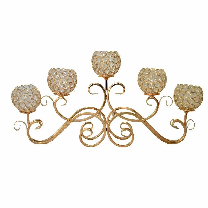 

Golden Metal Candle Holder Gold Silver Plated Candlestick Crystal Table Candelabras Home Hotel Wedding Centerpieces Decoration