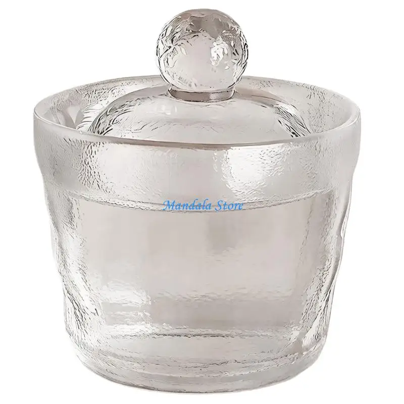U2JC Functional Decorative Glass Pickling Jar With Hammered Design And Glass Weight Refrigerator Pickle Bowl For Kitchen Use