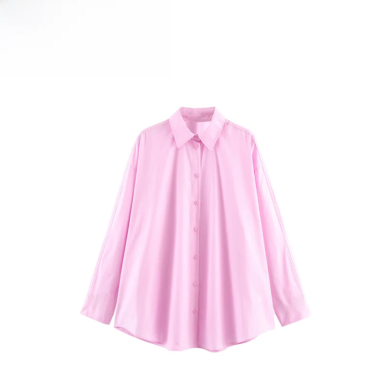 

Faionable Loose Long Sve Turn-down Collar irt Women's Autumn New Sle Versatile Polyester Fiber Clothing European Sle