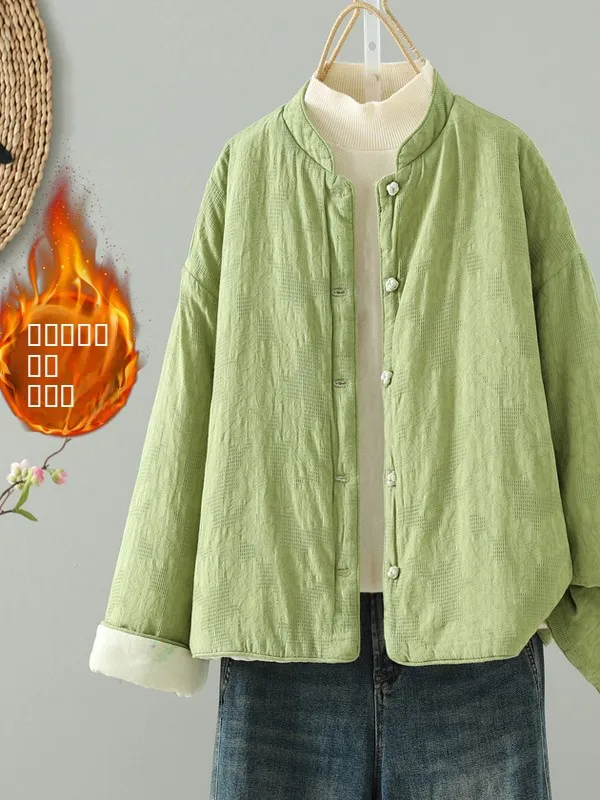 

Artistic Double-Sided Wear Cotton Jaet Winter Warmth ket Buttoned Women's Clothing Commute Sle Thiened Long Sve