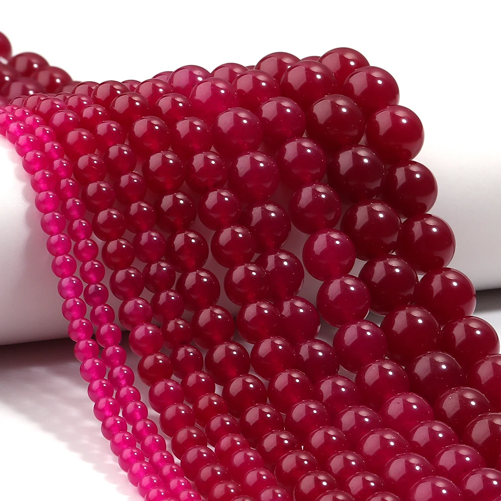 1String 4/6/8/10/12/14mm Naturstein Schatz Rot Chalcedon Jade Perle für Schmuck Machen DIY Armband Halskette 15" Großhandel