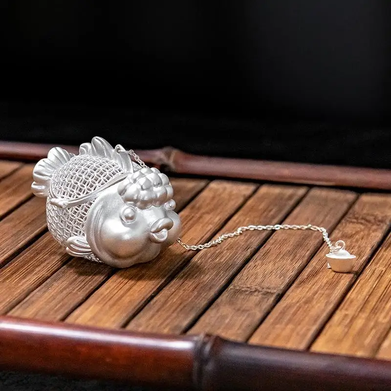 Creative Bubble Fish Tea Bubble Sterling Silver 999 Tea Filter Tea Artifact Handmade Teaset Accessories Tea Ball Filter