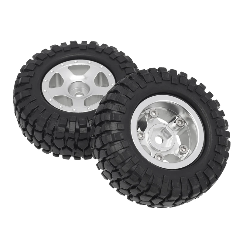 4Pcs Wheel Shell With Tire Metal Parts For SCX24 Jeep Gladiator 1/24Th 4WD Off-Road Truck Model ,Silver