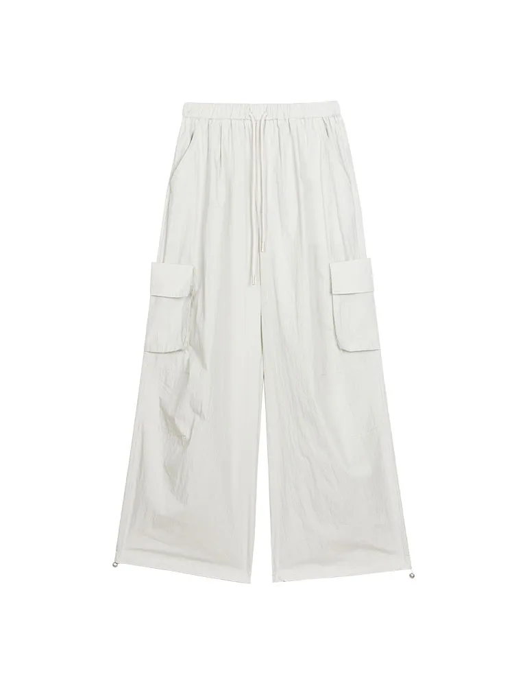 Sommer Frühling Tee Amerikanischen Sle Gerade Bein Lose Fit Dünne Retro Casual Hohe Taille Breite Bein Hosen für Frauen Trendy Streetwear