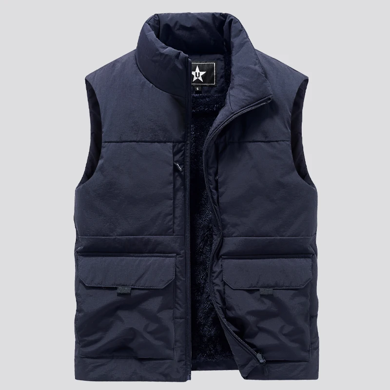 Men\'s Multi-Pocket Clothing Winter Vest Jackets Sleeveless Coat Fashion Large Size 6XL Male Warm Waistcoat Fleece Vest Men