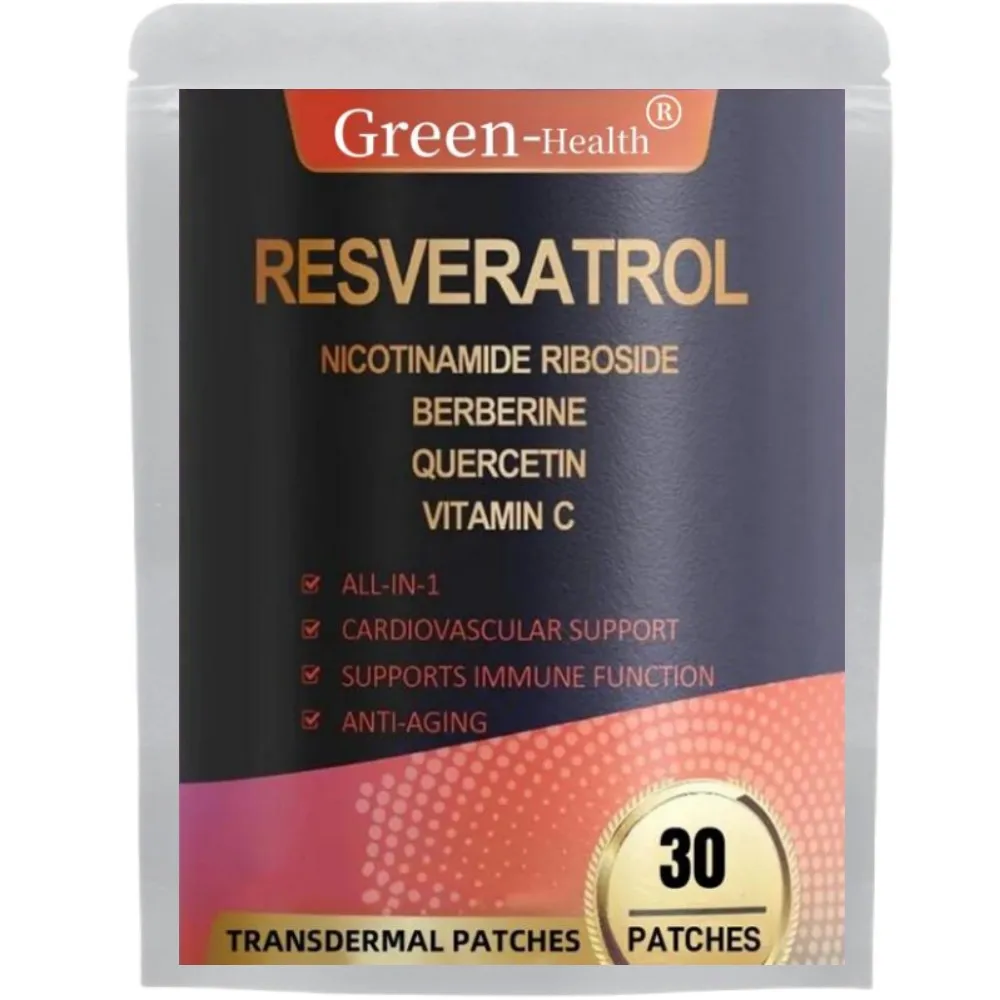 

30 Patches Resveratrol Transdermal Patches with Berberine Quercetin Antioxidant Heart Health Support