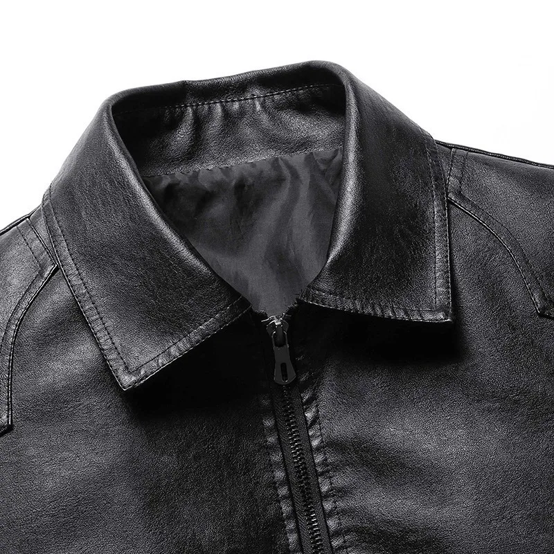 Men\'s Outerwear Comfortable Handsome Textured Leather Jacket New Popular Version Oversized PU Jacket