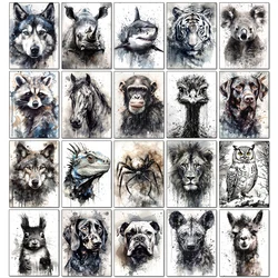 Black and White Animal Diamond Art Painting Dog 5D Full Diamond Mosaic Embroidery Cross Stitch Set Home Decoration Diy