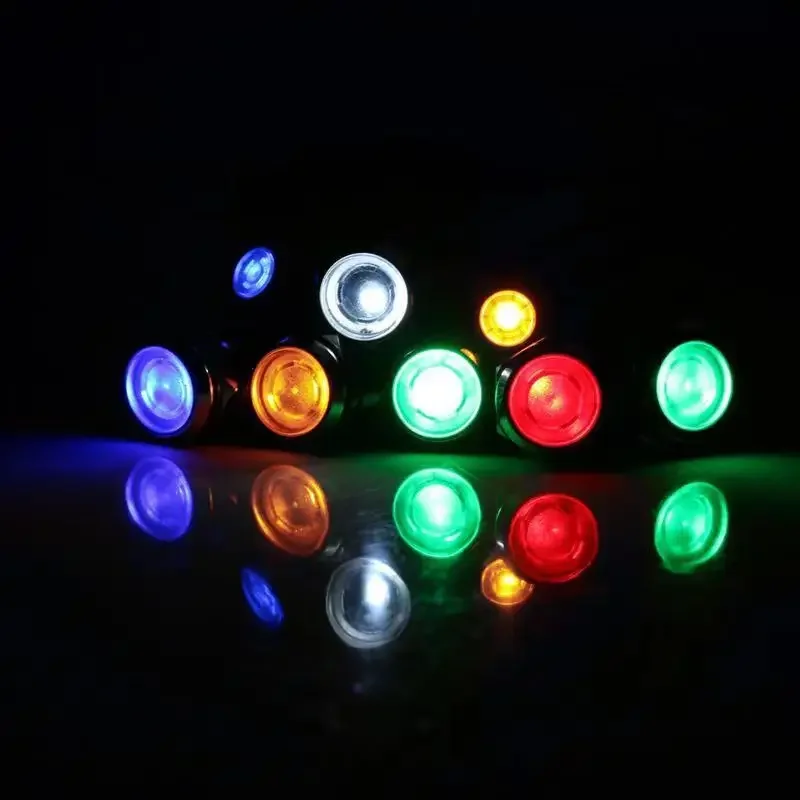 Metal Power Indicador LED Light, Mini luz de sinal, vermelho, laranja, verde, azul, branco, 6mm, 3V, 6V, 12V, 24V, 110V, 220V