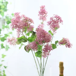 5Pcs/lot Faux 2 Head Mist Hydrangea Flowers Artificial Home Decoration Ornaments Wedding Flower Arrangements Party Table Floral