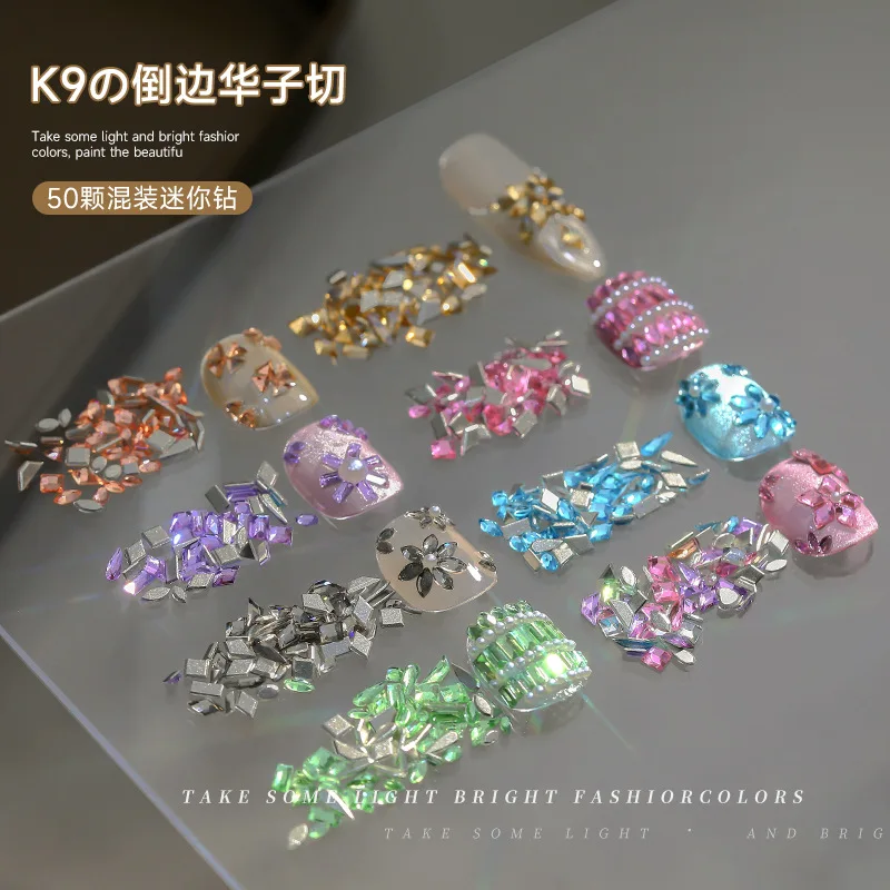 Mini prego diamante encantos k9 cristal strass decorações da arte do prego suprimentos de luxo plana volta tamanho misto acessórios para unhas diy