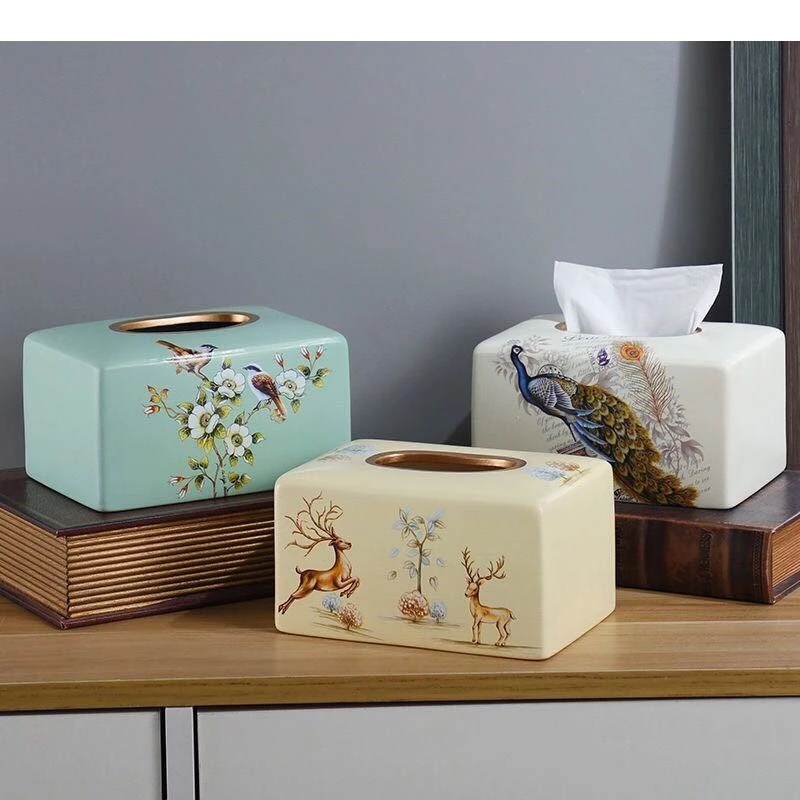 Nordic Ceramic Tissue Box Dry and Wet Storage Rack Dressing Table Decoration Napkin Organizer Home Crafts