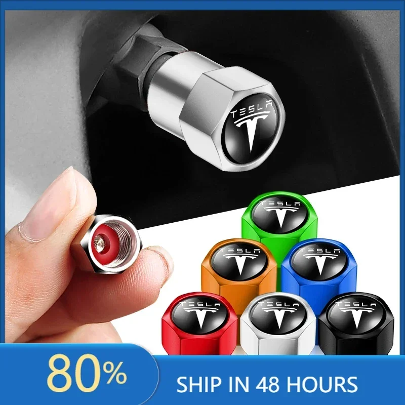 

Car Stickers 4Pcs Car Hexagonal Alloy Air Dust Cap For Tesla Emblem Model S Model X Model 3 Roadster Cybertuck Car Accessories D
