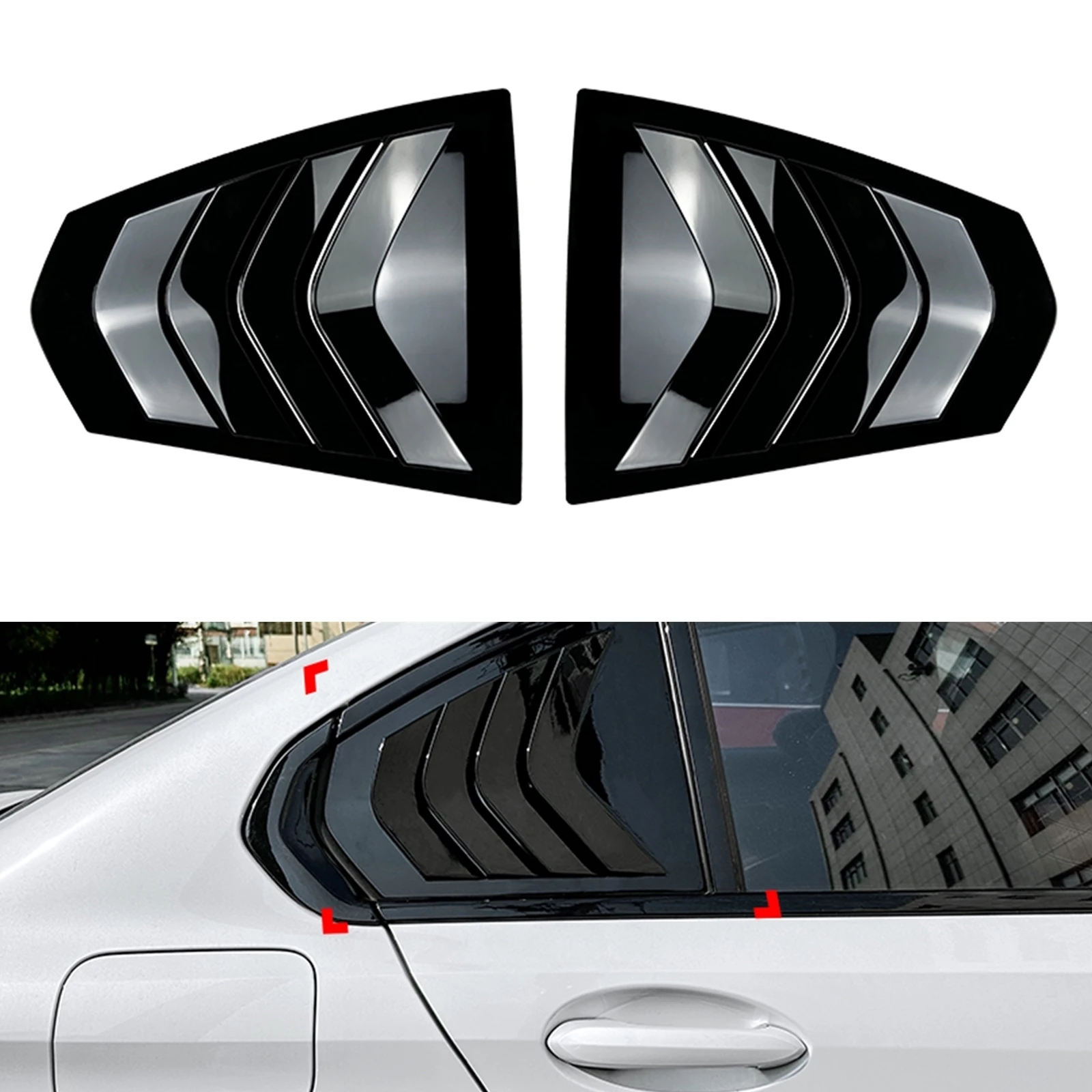 

Rear Window Side Louver Shutter Trim Windshield Cover Shade Blind For BMW 3 Series G20 320i 325i 330i M340i 2019 2020 2021-2023