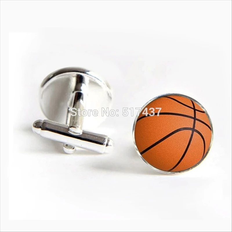 New Fashion Basketball Cufflinks Basketball Cuff Link Handmade Glass Dome Jewelry Shirt Cufflinks