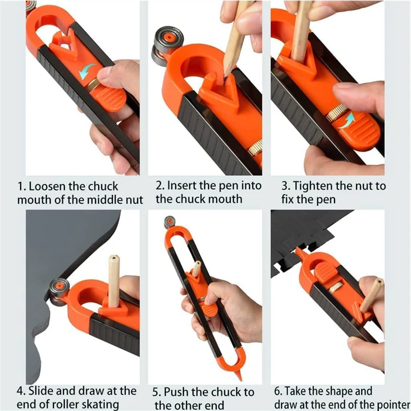 Imagem -06 - Perfil Scribing Régua com Lock Contour Gauge Precise Scribe Tool Carpintaria Canto Medição Perfil Duplicador