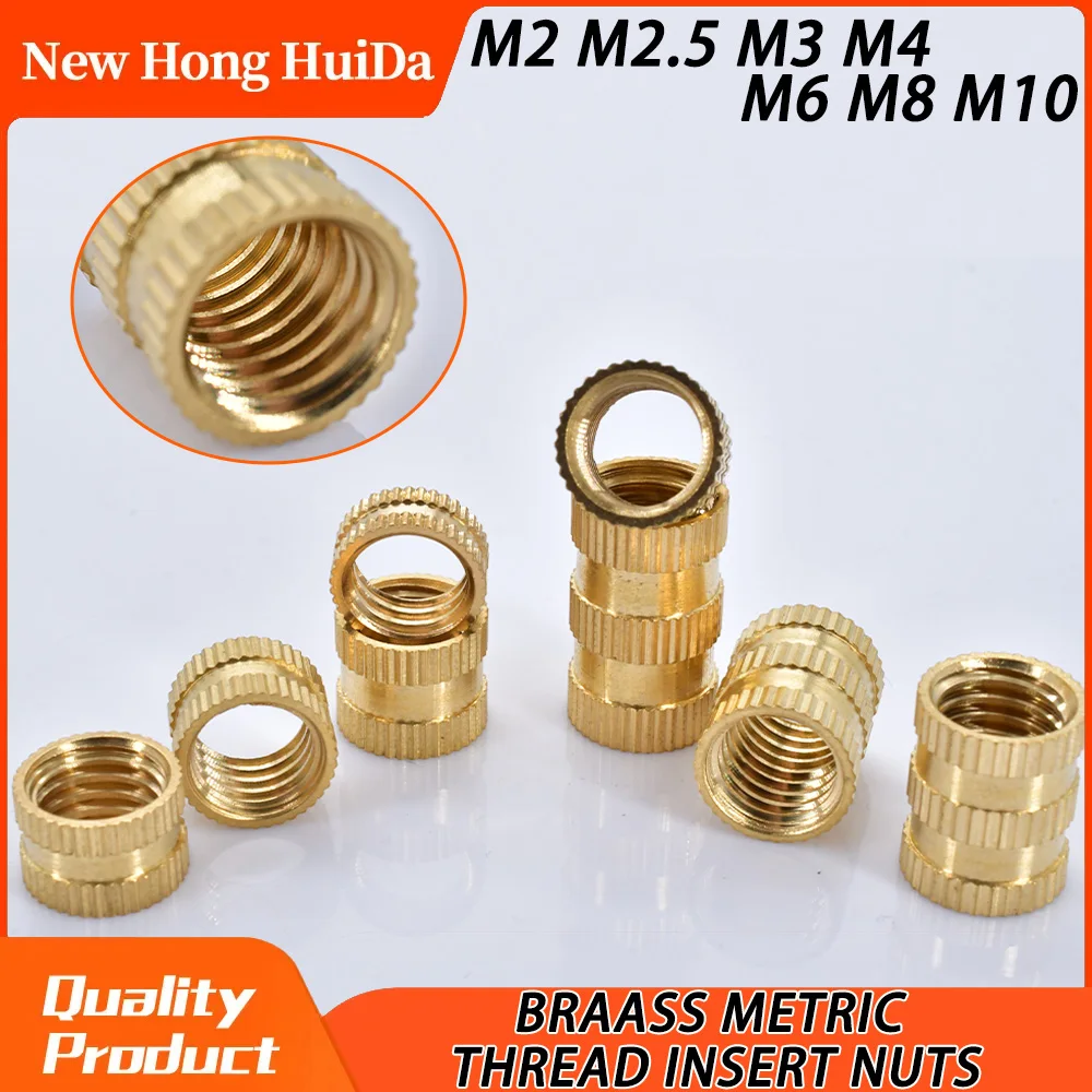 M2 M2.5 M3 M4 M5 M6 M8 M10 Thread Heat Brass Insert Nuts Injection Hot Melt Knurled Inserts Nut For 3D Printer Plastic Case