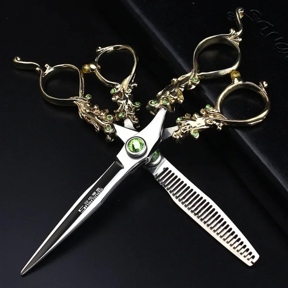 

SHARONDS 6/7 Inch Cut and Thin Retro Hairdressing Scissors Barber Hairdresser Anti-Slip Clippers Wear-Resistant Hair Scissors