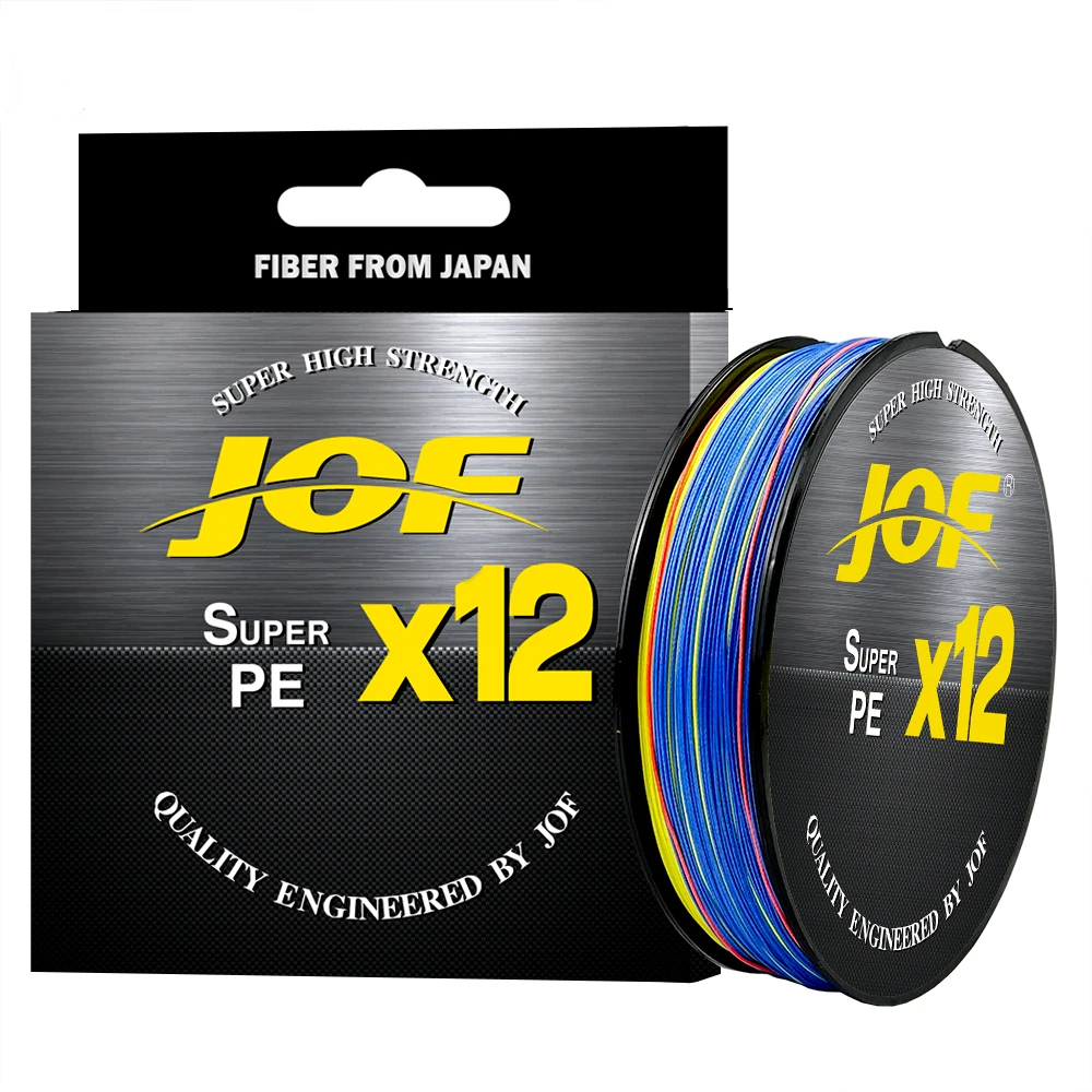 JOF X12 Fly Fishing Line 12 Strands PE Braided Wire Multifilament 300M/100M Japan PE Line Carp Fishing Accessories 25~92lb