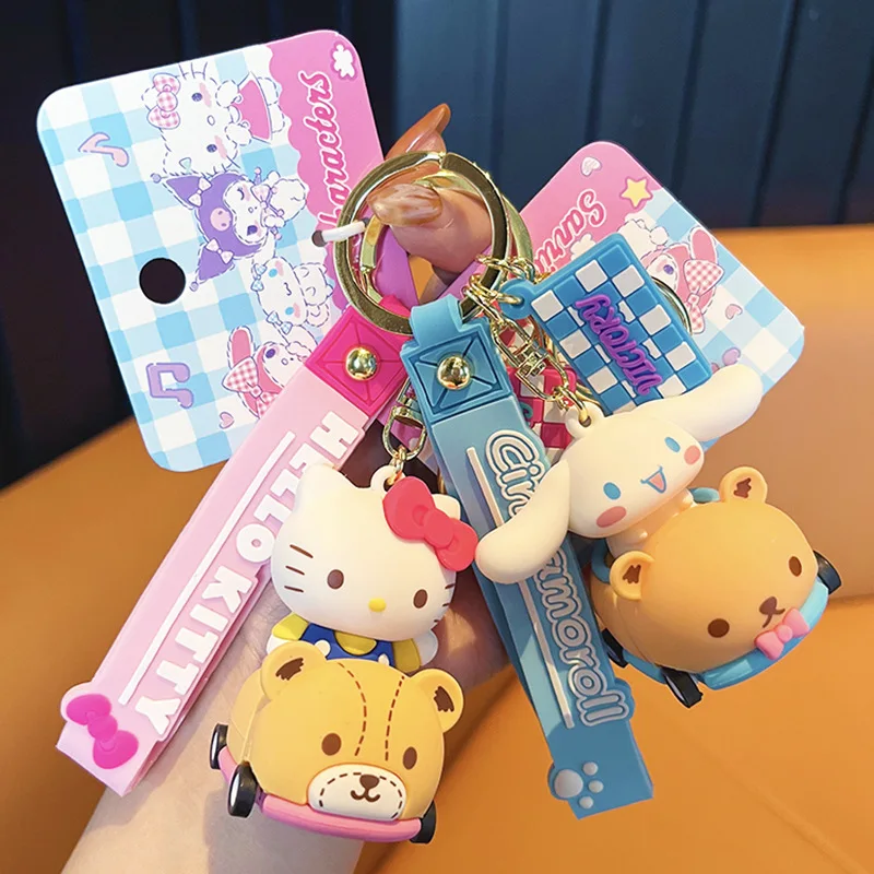 Gantungan Kunci Seri Mobil Sanrio Boneka Kartun My Melody Cinnamoroll Gantungan Kunci Mobil Tas Liontin Dekorasi Hadiah Gantungan Kunci Grosir