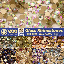 VDD 1440Pcs SS4-SS20 Glass Rhinestones Crystal High Quality Gold Flatback Strass Stones For DIY  Nail Art Crafts Accessories