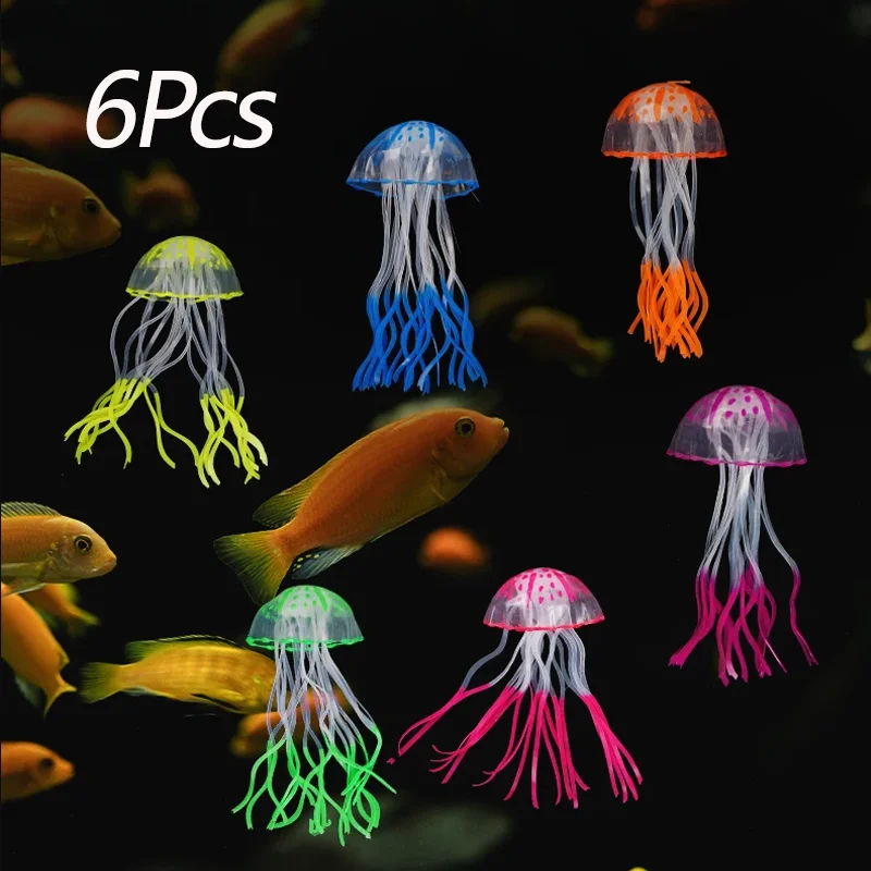 Silikon leuchtende Qualle künstliche Aquarium Dekor leuchtende Aquarium Ornament Ozean Thema Unterwasser Landschaft Zubehör