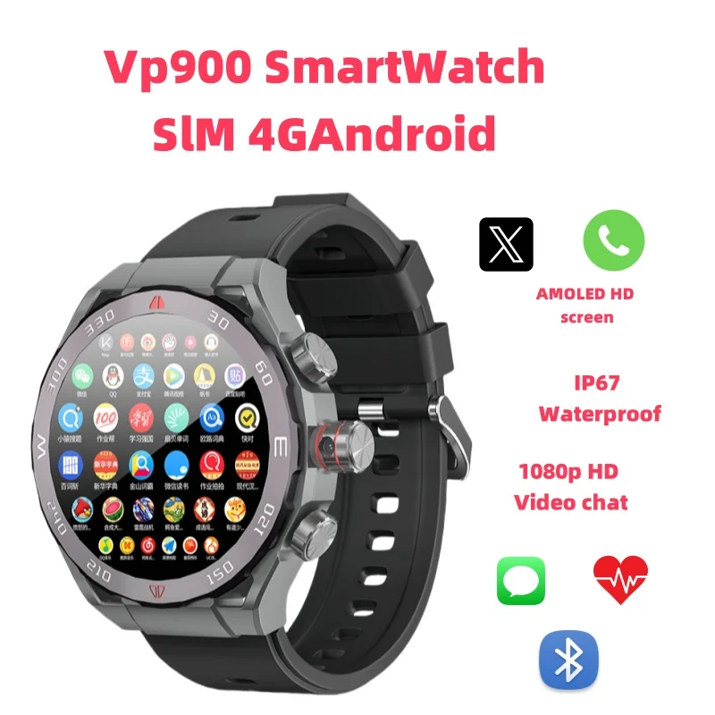 

VP900 5G Смарт-часы с двумя SIM-картами, независимый вызов, видеочат, NFC, оплаты, 3D разблокировка лица, GPS + ГЛОНАСС, двойная навигация, спортивные часы