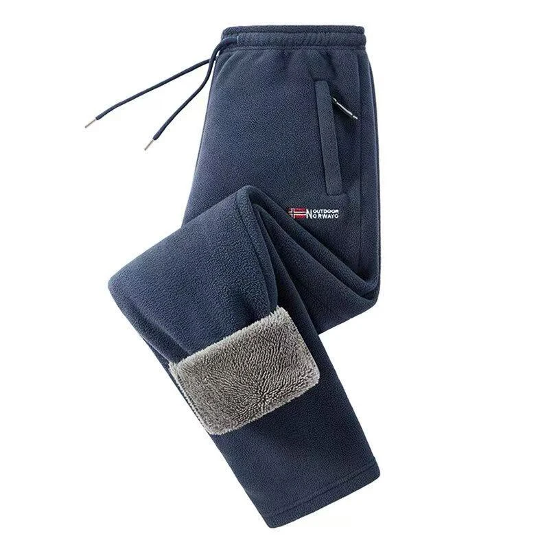 Men Fleece Thickening Casual Pants Winte Windproof Keep Warm Comfort Solid Straight Pants New Fashion Versatile Sweat Pants Men