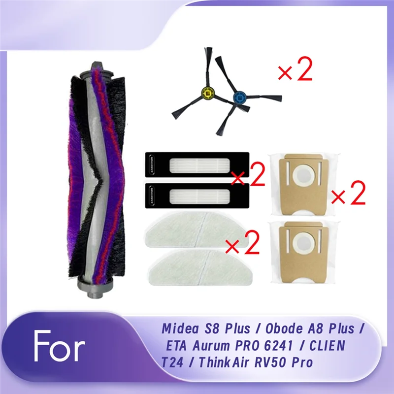 

A52Q-9 шт. для Midea S8 Plus / Obode A8 Plus / ETA Aurum PRO 6241 / CLIEN T24 / Thinkair RV50 Pro Подметальная машина Основная боковая щетка Швабра