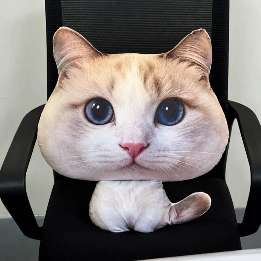 Funny Big Headed Cat Pendant Cute Cartoon 3D Printing Cats Animal Pillow Simulation Realistic Cat Sofa Cushion Home Decor