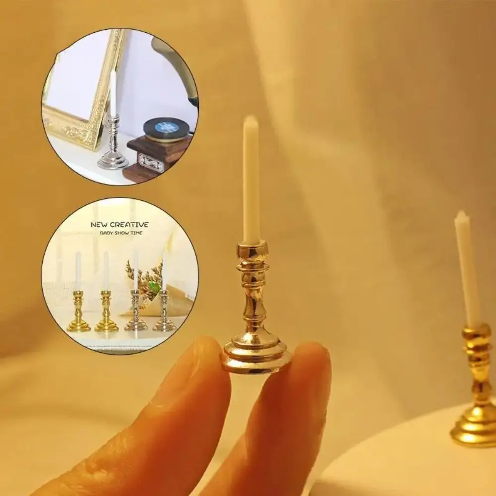 

1:12 Scale Dollhouse Miniature Candle Holder Resin Mini Candlesticks Furniture Toy Synthetic Resin Cute Miniature Candlesticks