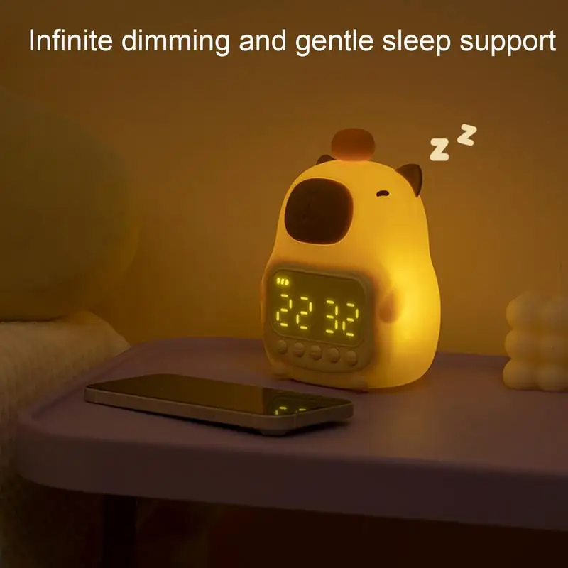 Cute Capybara Alarm Clock Night Light Timing Silicone Pat Lamps Dimming Silicone Lamp Rechargeable Portable And Dimmable