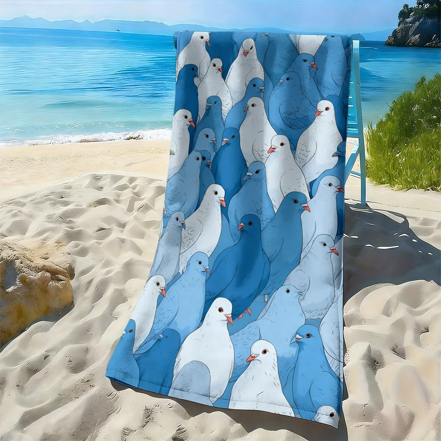 

Soft and cute bird pattern polyester microfiber beach towel is highly absorbent, suitable for swimming and beach outings