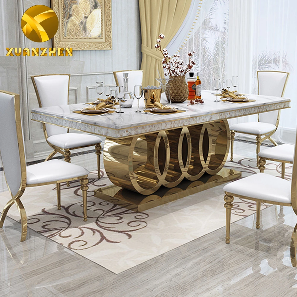 Living room furniture factory modern dinning table and chair set luxury marble dining table set 6 seater dining tables