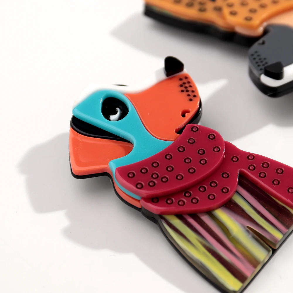 Neue Mode Acryl Bunte Schal Hund Broschen für Frauen Unisex Nette Tiere Spleißen Abzeichen Schmuck Geschenke Kleidung Zubehör – Detail 5