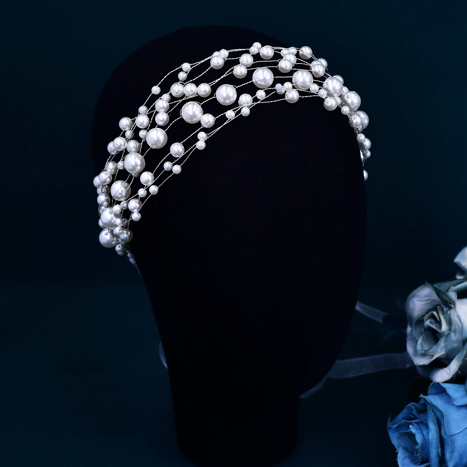 Bridal Headband Pearl Wedding Hair Vine Bride Wedding Handmade Beaded Women Gathering Jewelry Hair Accessories HP632