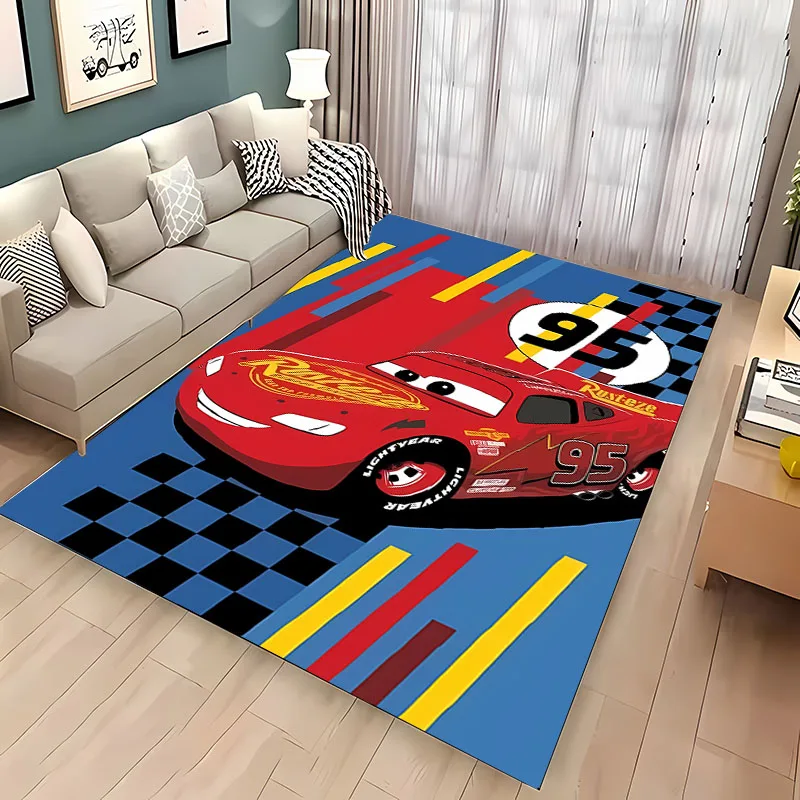 Disney Cars Mcqueen 3D Cartoon Area Carpet, Rug for Living Room Bedroom Sofa Kitchen Doormat Decor,Kid's Non-slip Floor Mat Gift