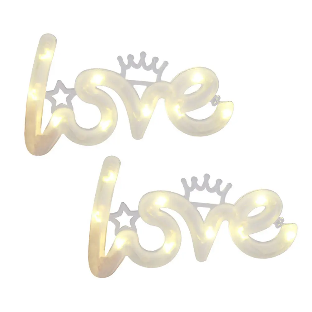 

2pcs Love Color Lights Romantic Led Luminous Sign Wedding Decor Home Night Light Plastic Creative Hanging Lamp Bar Scene