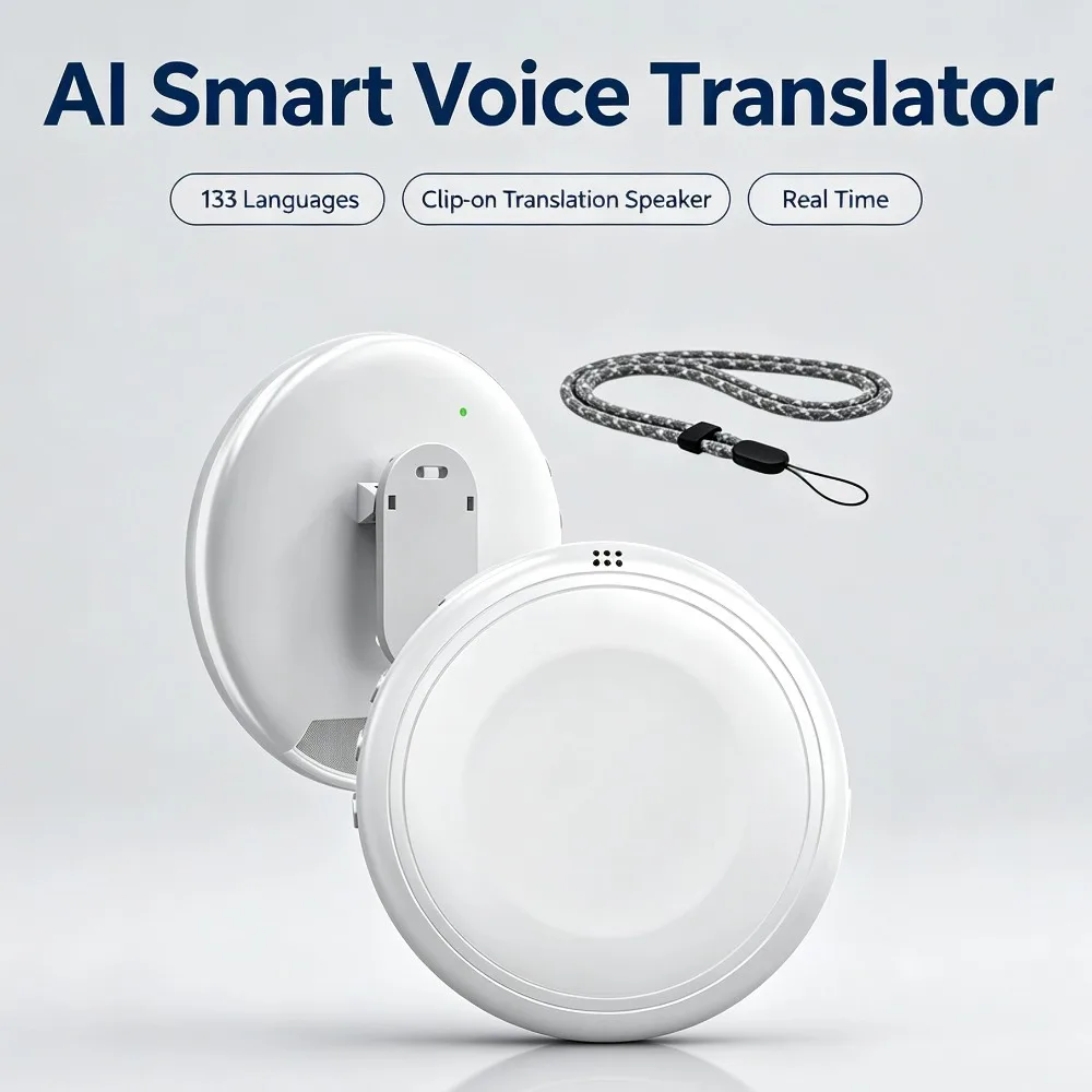 AI Smart Voice Translator Bluetooth 5.4 Speaker Clip‑on Translation Speaker 133 Languages Real-Time Translation For Oral Practic