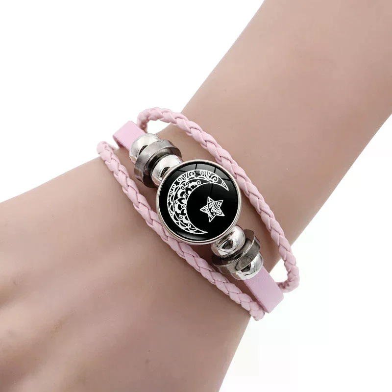 2 قطعة أساور زوجين مضيئة الشمس القمر قابل للتعديل الأسود مضفر سوار الصداقة موضة رومانسية مجوهرات هدايا عيد الميلاد #2