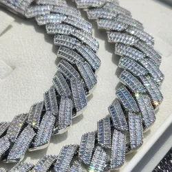 Hip Hop Two Stone 20mm Heavy Choker Necklace 2 Rows Iced Out Cz Prong Setting Cuban Link Chain For Women Men Fashion Jewelry