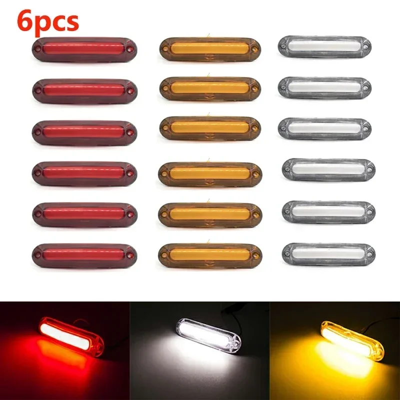 6x/10x 6 LED 12V 24V Side Marker Light External Warning Lamp Indicator Tail Light Orange White Red Trailer Truck Lorry Tractor