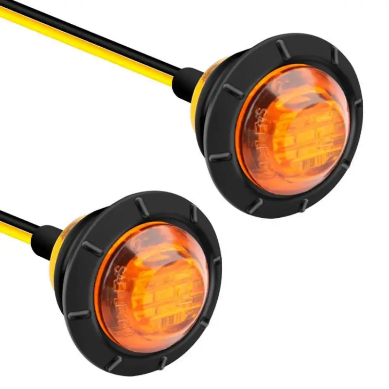 4Pcs Round LED Side Marker Light 12V Plug & Play Signal Indicator Lamp for Truck Trailer Car Minibus Delivery Van