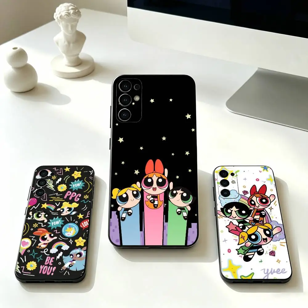 P-Powerpuffs G-Girls  Phone Case For Samsung S25,S24,S21,S22,S23,S30,Ultra,S20,Plus,Fe,Lite,Note,10,Black Cover