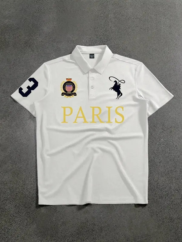 Manfinity Mode Men's Short Sleeve Polo Shirt Minimalist and Fashionable Suitable for Summer Street Printing Sports Style Polo - Image 2