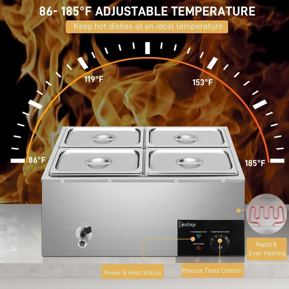 4 مقالي كهربائية 21.1 كيو تي سخان طعام على سطح الطاولة 600 وات خدمة مطعم باخرة #3