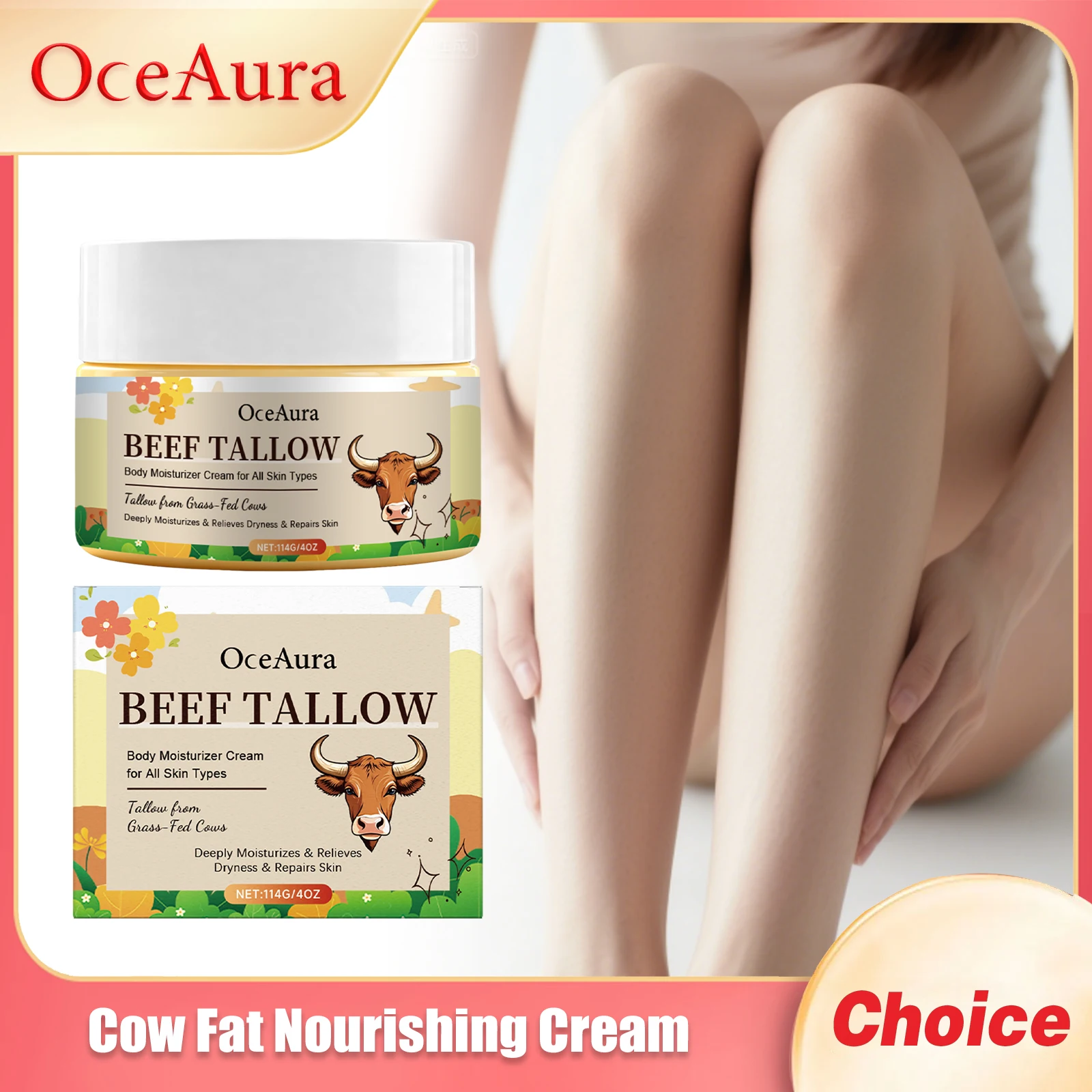 

OCEAURA Cow Fat Moisturizing Cream Firm Skin Improve Dullness Relieve Roughness Enhance Elasticity Massage Body Nourishing Cream