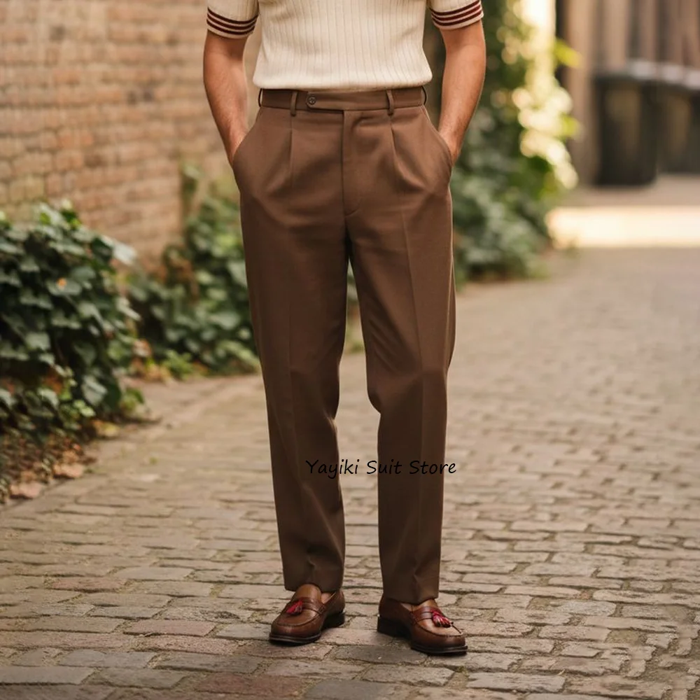 

Мужские повседневные брюки, однотонные, приталенные, прямого кроя, классические, из полиэстера, для работы