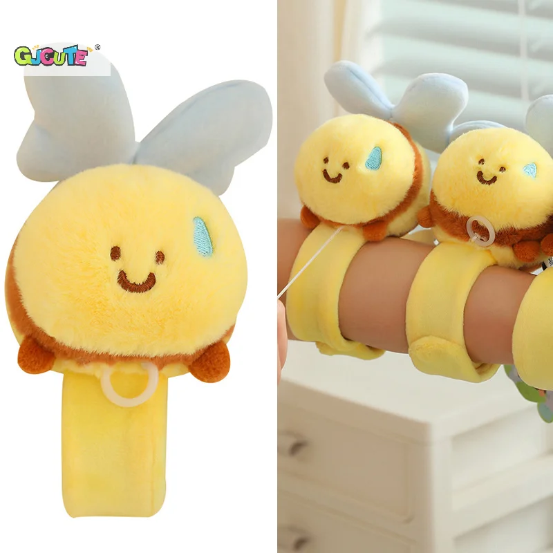 

Lovely Plush Bow Sweating Bee Clap Circle Toy Slap Flapping Wings Fluffty Stuffed Bracelet Hand Ring Wristband Kid Funny Toys