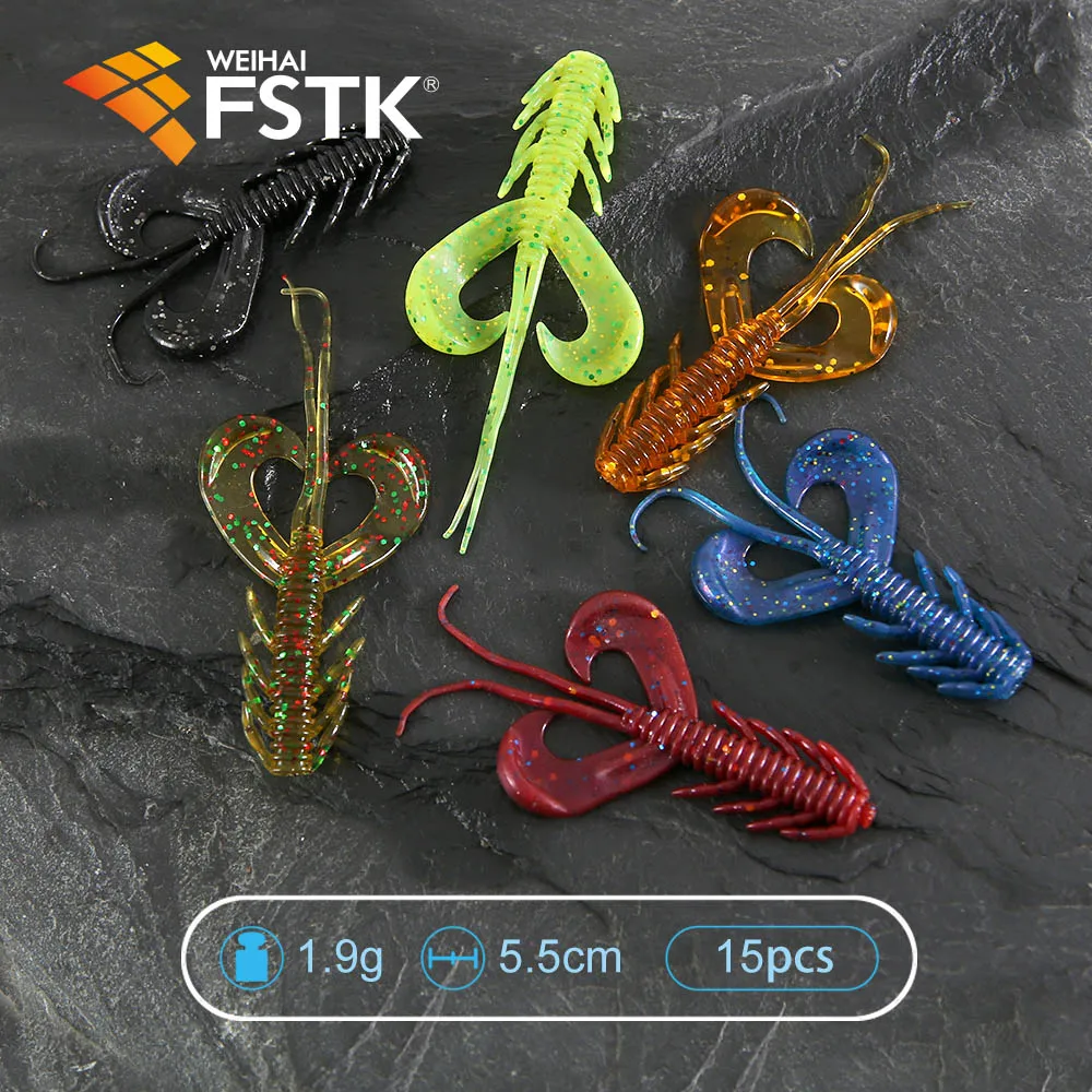 FSTK Shad Worm Soft Bait Wobblers Fishing Carp 1.9g 5.5cm Pesca Lure Bass Leurre Tackle Bass Pike Aritificial Silicone Swimbait